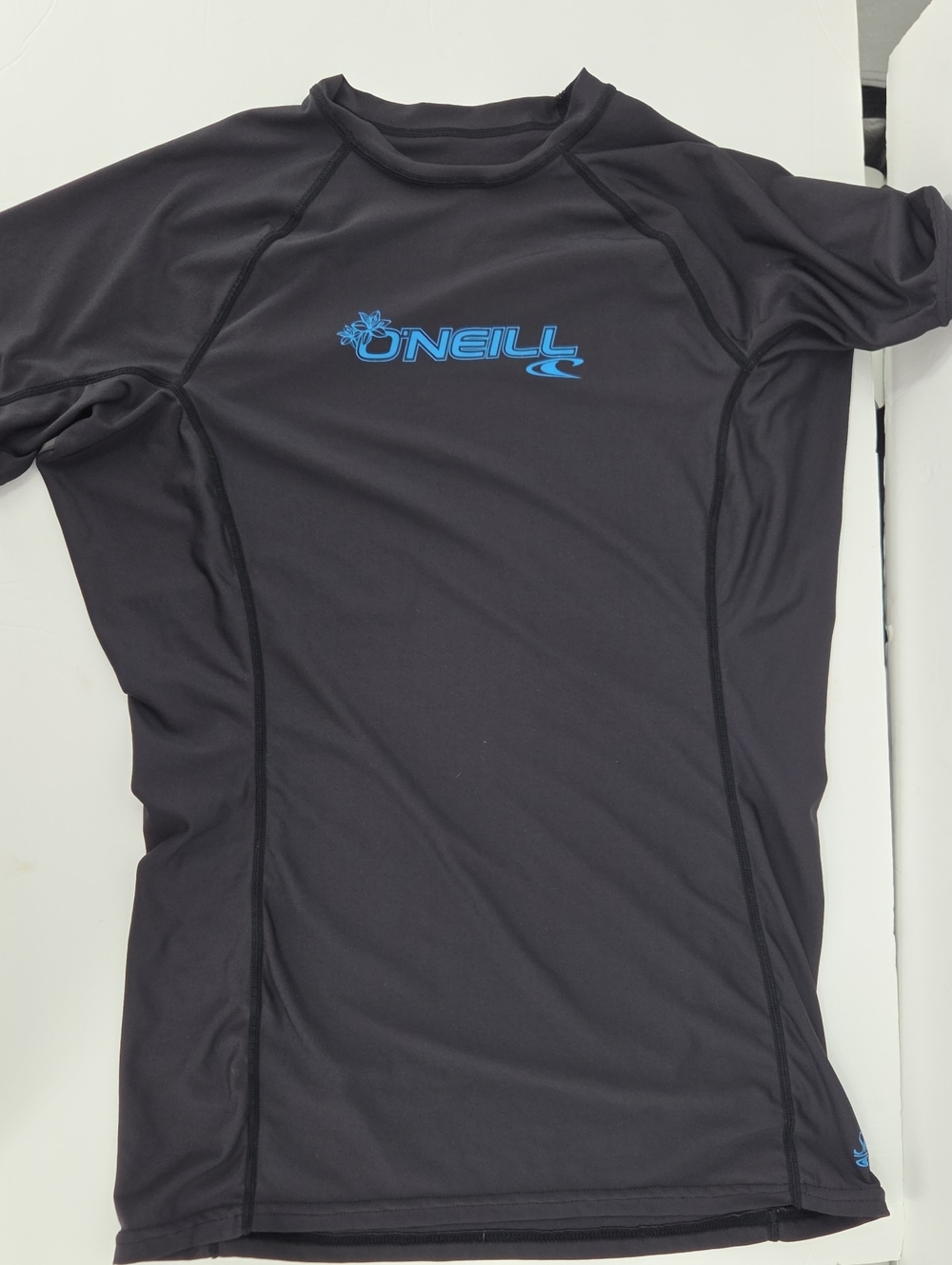O'Neill Black Swim Rash Guard with Blue Logo